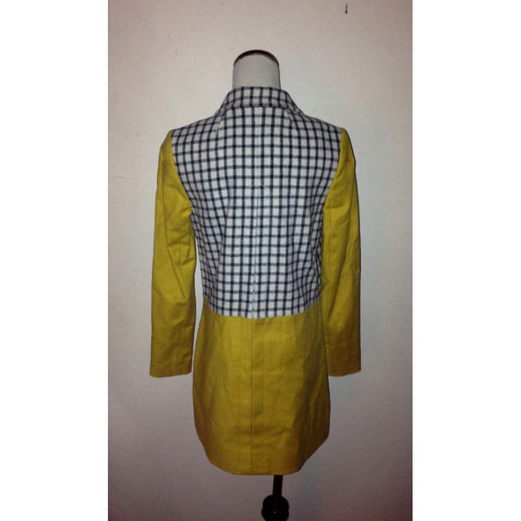 Bright mustard yellow Cartonnier Plaidblock Coat - Picture 5 of 6